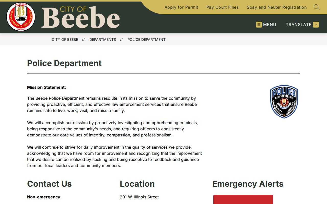 Beebe Police Department official records source for White County arrests