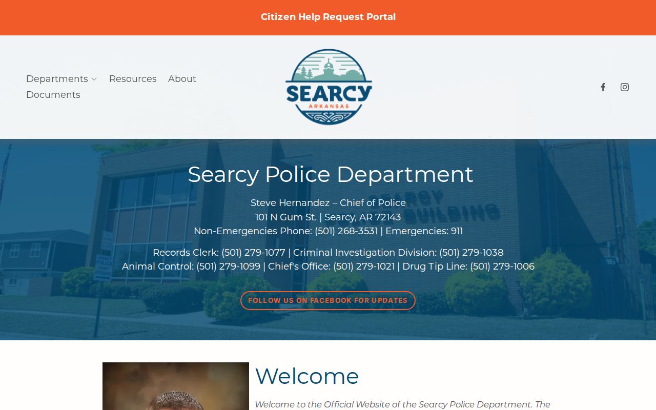 Searcy Police Department official arrest records source in White County