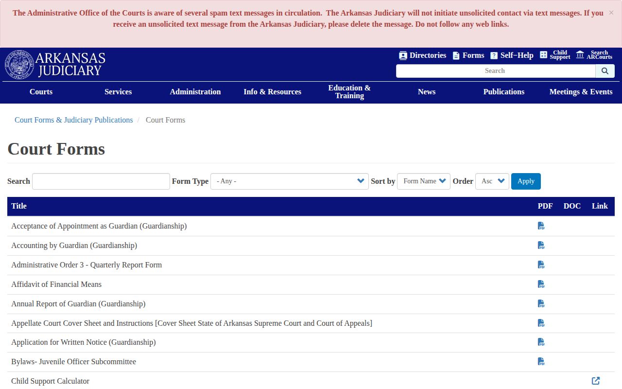Arkansas court forms for White County booking record sealing